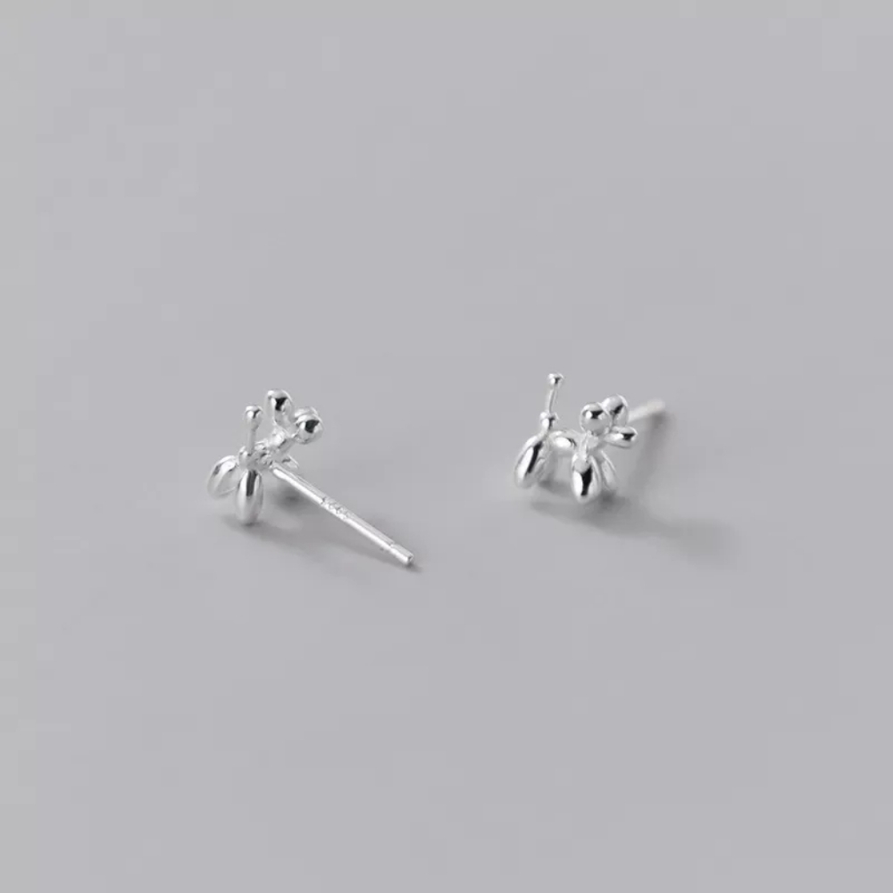 NEW White Gold Plated Balloon Dog Stud Earrings - Picture 6 of 15